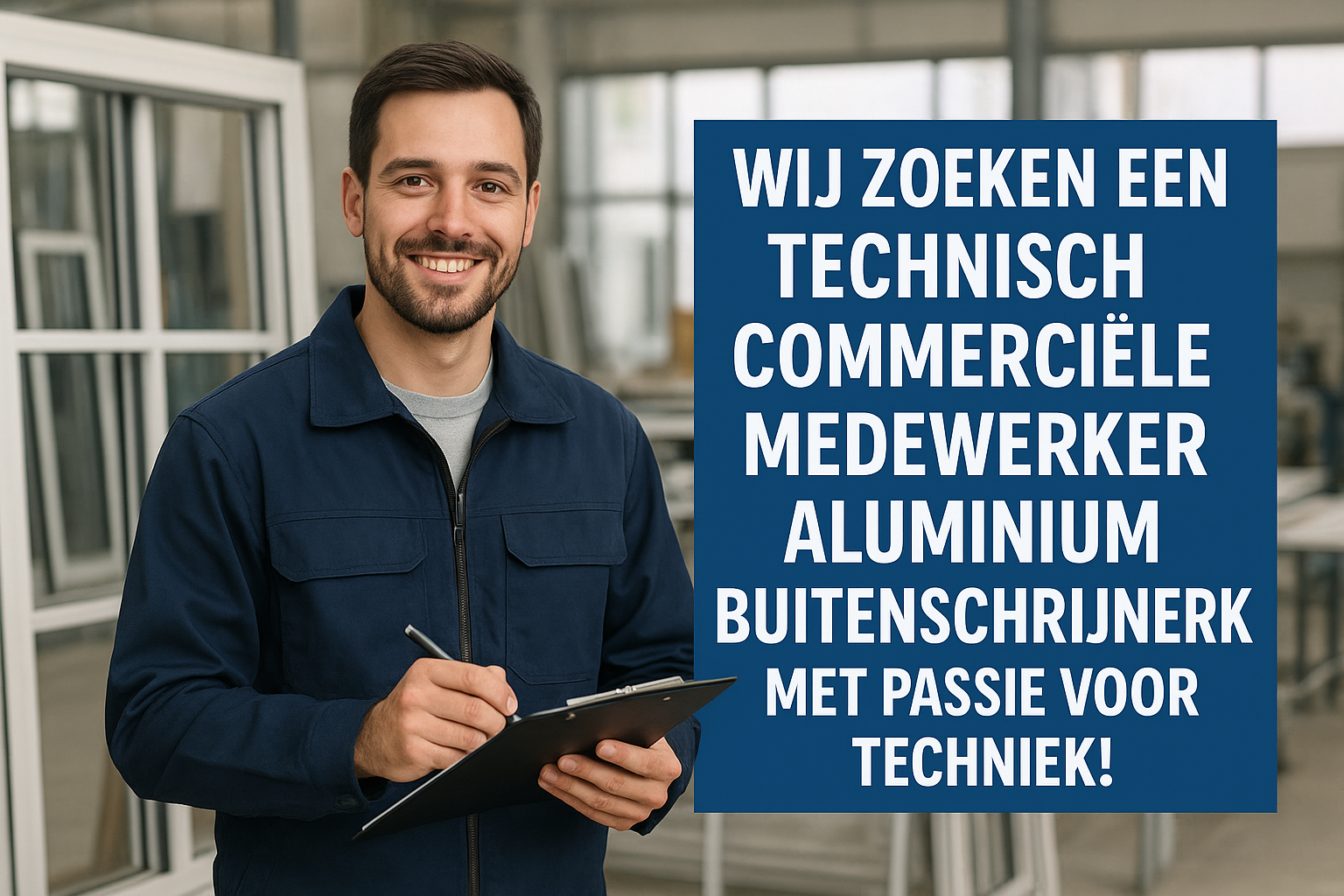 Vacature Technisch commercieel medewerker aluminium buitenschrijnwerk